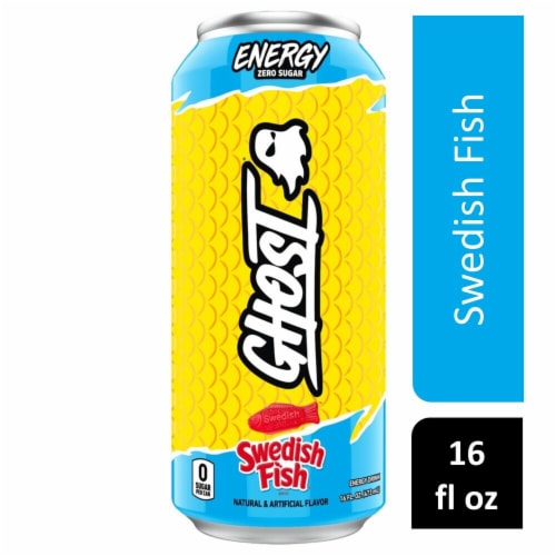 Ghost® Zero Sugar Swedish Fish® Energy Drink Can Perspective: front
