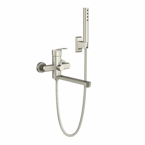 PULSE ShowerSpas Brushed-Nickel Wall Mounted Tub Filler Perspective: front