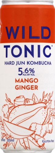 Wild Tonic Mango Ginger Hard Jun Kombucha Perspective: front