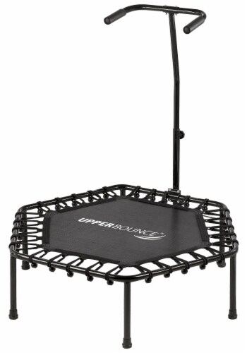 40" Mini Hexagonal Fitness Trampoline with Adjustable Handrail - Black Perspective: front