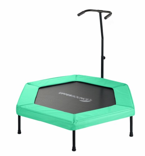 50" Mini Hexagonal Fitness Trampoline with Adjustable Handrail - Green Perspective: front