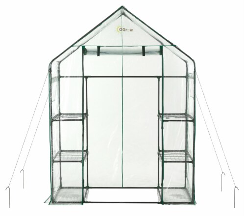 Ogrow Deluxe Walk In 3 Tier 6 Shelf Portable Greenhouse Perspective: front