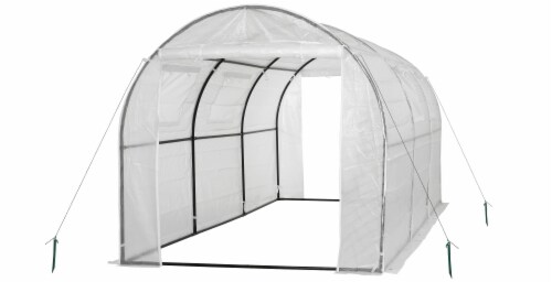 Ogrow Walk In Tunnel Greenhouse - White Perspective: front