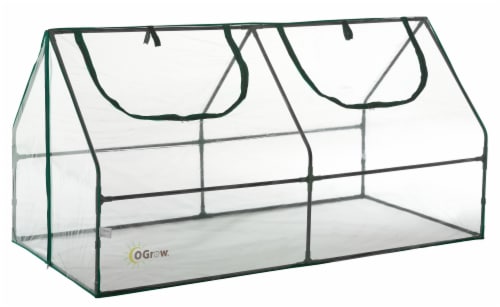 Ogrow Ultra Deluxe Compact Outdoor Seed Starter Greenhouse Perspective: front