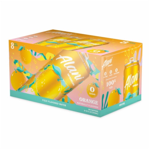 Alani Nu Orange Flavored Sparkling Water Cans Perspective: front