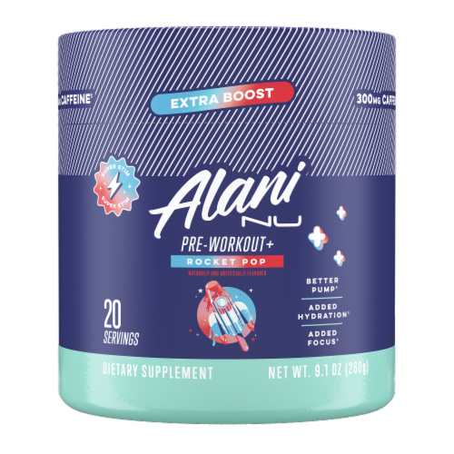Alani Nu Pre-Workout+ Rocket Pop Perspective: front