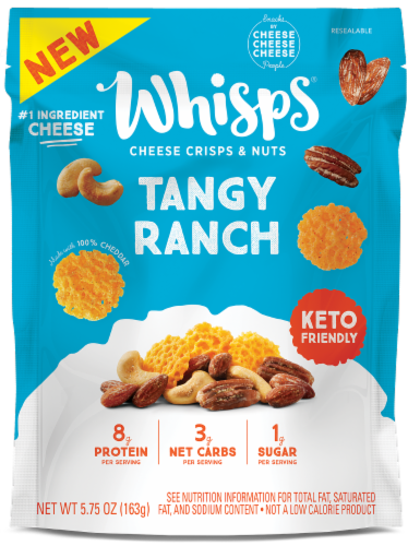 Whisps® Tangy Ranch Cheddar Cheese Crisps and Nuts Perspective: front
