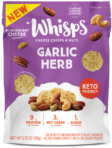 Whisps® Garlic Herb Cheese Crisps & Nuts Snack Mix Perspective: front