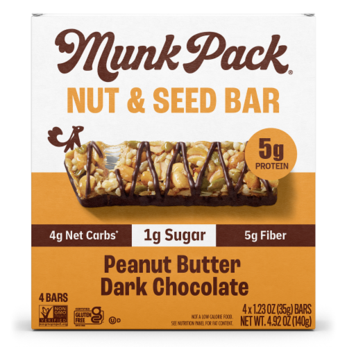 Munk Pack® Keto Peanut Butter Dark Chocolate Nut & Seed Bars Perspective: front