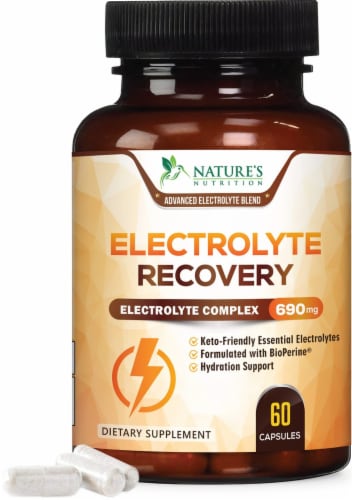 Electrolyte Tablets with Vitamin D, Salt Pills with Electrolytes for Endurance - 60 Capsules Perspective: front