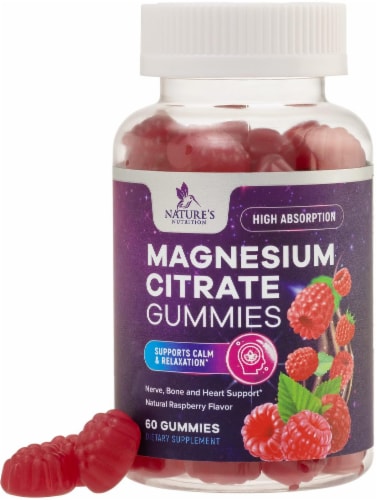 Magnesium Gummies - High Absorption Magnesium Citrate Gummy for Adults & Kids - 60 Gummies Perspective: front