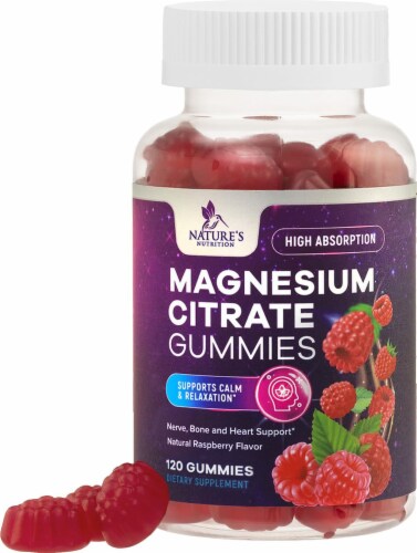 Magnesium Gummies - High Absorption Magnesium Citrate Gummy for Adults & Kids - 120 Gummies Perspective: front