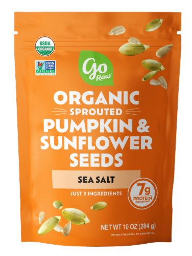Go Raw® Organic Sprouted Sea Salt Pumpkin & Sunflower Seeds Perspective: front