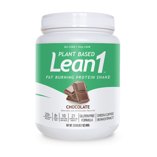 Lean1 Plant Based Chocolate Fat Burning Potein Shake Powder Perspective: front