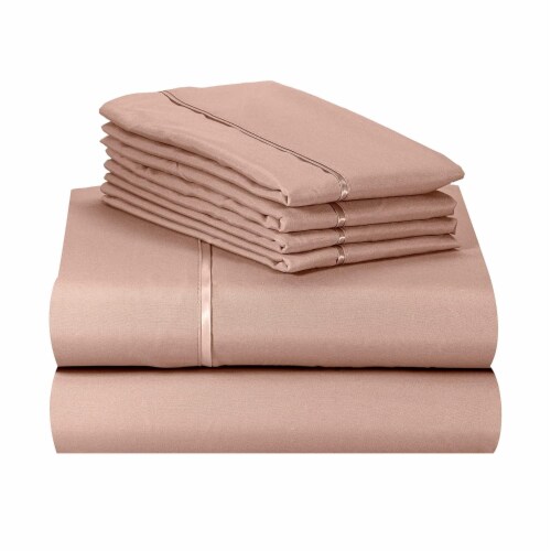 Pearl Pink Split King 6 PC Rayon From Bamboo Solid Performance