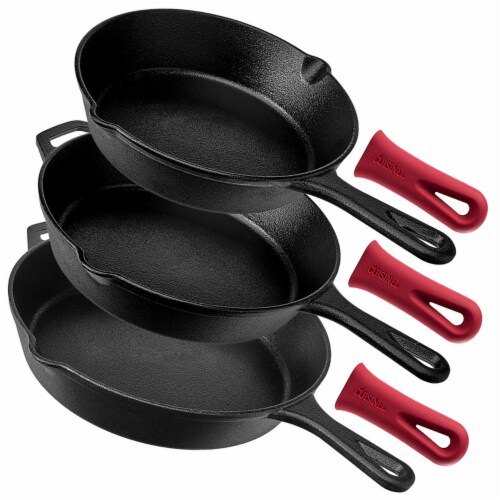 Cuisinel Cast Iron Skillet Set - 10 + 12-Inch Frying Pan + Glass