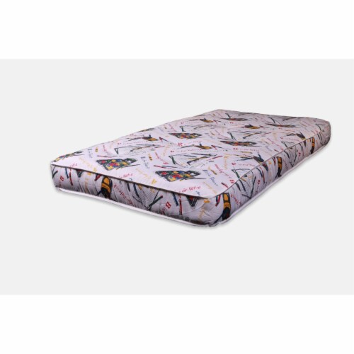 6 Single Foam Youth Mattress Twin 75 by 39 Crayon Pattern Perspective: front