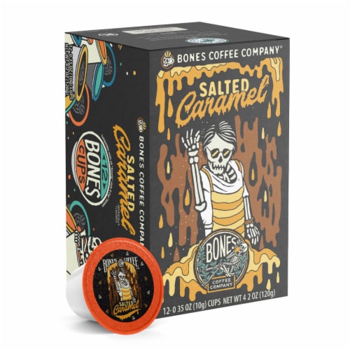 Bones Coffee Company Salted Caramel Medium Roast Coffee Pods Perspective: front