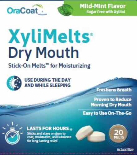 OraCoat XyliMelts® Mild Mint Dry Mouth Stick-On Melts Perspective: front