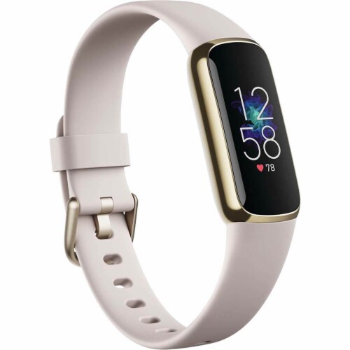 Fitbit Luxe Fitness Tracker with Band - White/Solf Gold Perspective: front