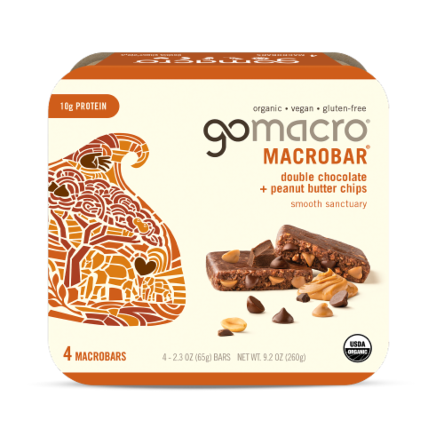 GoMacro® Double Chocolate & Peanut Butter Chip Nutrition Bars Perspective: front
