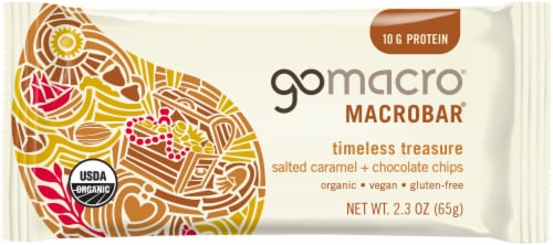 GoMacro® Salted Caramel Chocolate Chip Bar Perspective: front