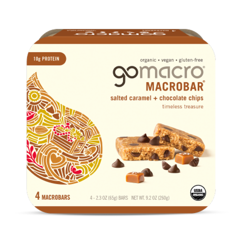 GoMacro® Salted Caramel and Chocolate Chip MacroBar® Perspective: front