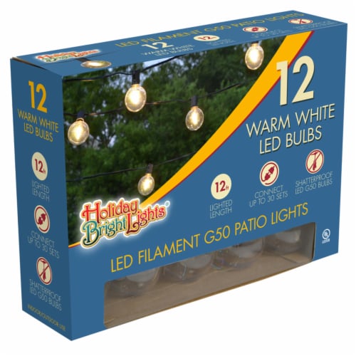 Holiday Bright Lights LED G50 Smooth Outdoor Light Set Warm White 12 ft ...