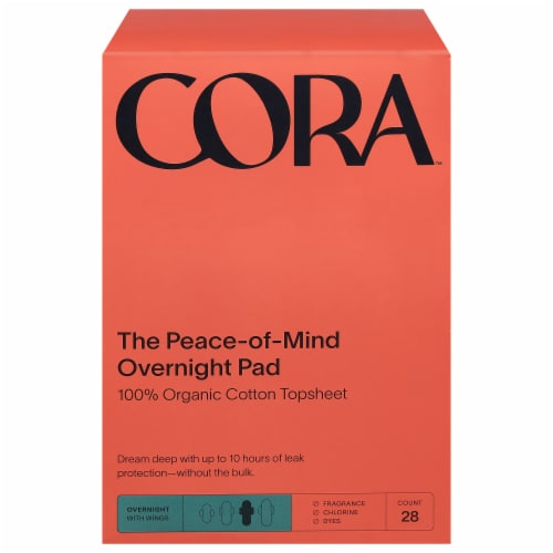 Cora Organic Cotton Ultra Thin Overnight Fragrance Free Pads With Wings For  Periods - Super Absorbency - 28ct : Target