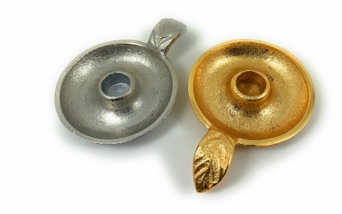 Vibhsa Taper Candlestick Holders Dish Set 2 Pack - Gold/Silver Perspective: front