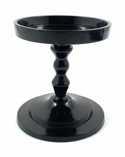Vibhsa Pillar Candle Holder - Glossy Black Perspective: front