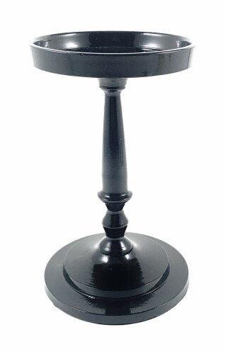 Vibhsa Pillar Candle Holder - Glossy Black Perspective: front