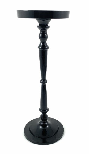 Vibhsa Pillar Candle Holder - Glossy Black Perspective: front