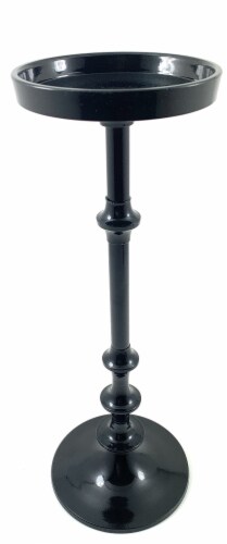 Vibhsa Large Pillar Candle Holder - Glossy Black Perspective: front