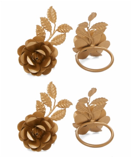 Vibhsa Napkin Rings Set - Golden Rose Perspective: front