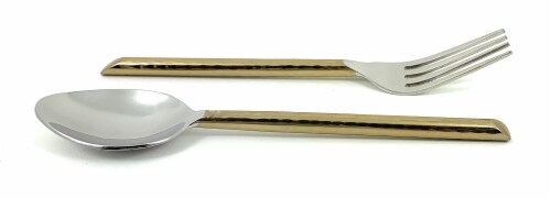Vibhsa Stainless Steel Appetizer Forks & Dessert Spoons 8 Piece - Gold Perspective: front