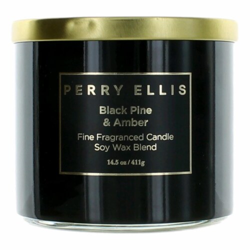 Perry Ellis cpebpa145 14.5 oz Soy Wax Blend 3 Wick Candle - Black Pine & Amber Perspective: front