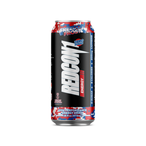 Redcon1 Zero Sugar High Performance Freedom Frost Energy Drink Can Perspective: front