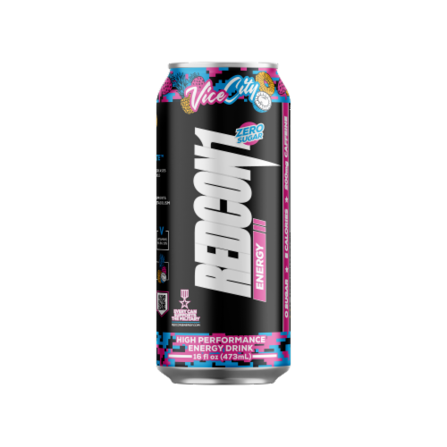 Redcon1 Zero Sugar High Performance Vice City Energy Drink Can Perspective: front