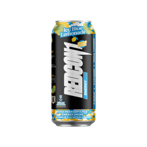 Redcon1 Energy Zero Sugar High Performance Icy Blue Lemonade Energy Drink Can Perspective: front