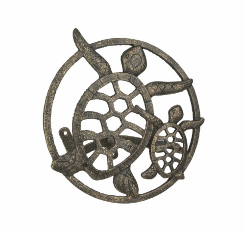 Cast Iron Sea Turtle Decorative Wall Mounted Hanging Garden Hose Holder Bronze Finish One Size King Soopers