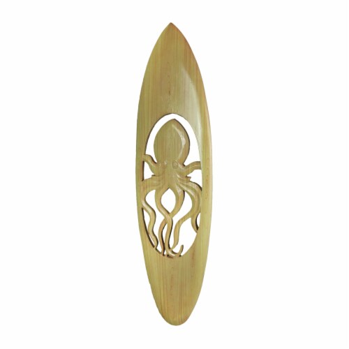 Hand Carved Cut-Out Octopus Wooden Surfboard Decorative Wall 