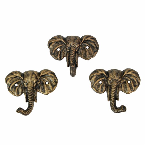 4 Inch Cast Iron Elephant Antique Gold Decorative Wall Hooks Coat Towel Key  Hanger Set of 3, 4.25 Inch - Fry's Food Stores