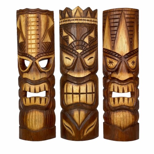 Zeckos - 20 Inch Carved Wood Tiki God Masks Tropical Beach Zeckos - 20 Inch Carved Wood Tiki God Masks Tropical Beach