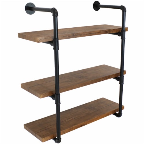 Wood shelf with black pipe hotsell