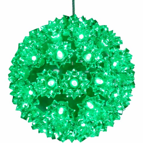 Sunnydaze 5-Inch Indoor/Outdoor Colored Lighted Ball Hanging Decor - Green Perspective: front