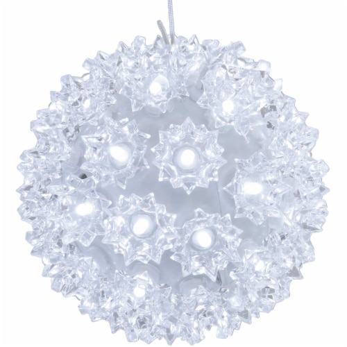 Sunnydaze 5-Inch Indoor/Outdoor Lighted Ball Hanging Decor - White Perspective: front
