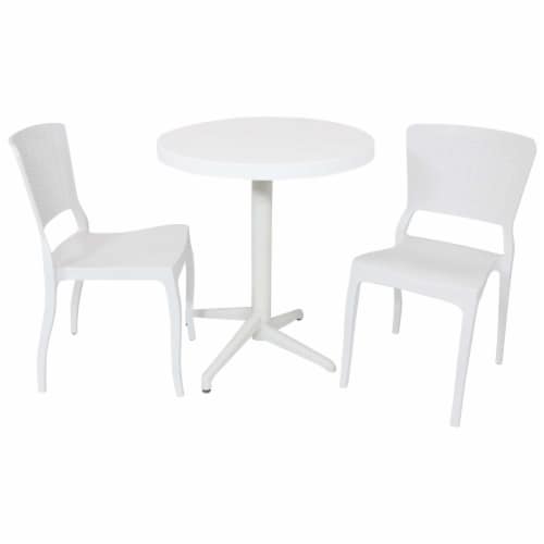 3 Piece Patio Dining Set White Table Chairs Indoor Outdoor All