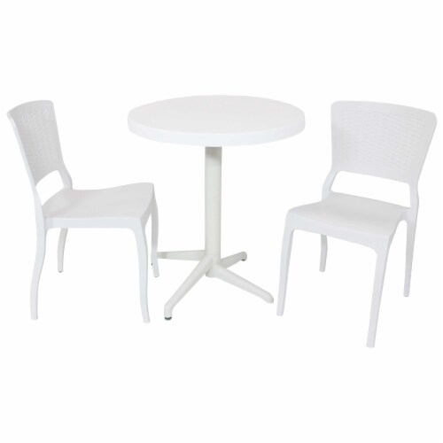 3 Piece Patio Dining Set White Table Chairs Indoor Outdoor All