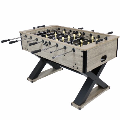 Sunnydaze Delano 54.5 in Foosball Table with Distressed Wood Look Perspective: front
